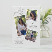 Graduate 3 Picture Graduation Party Einladung (Stehend Vorderseite)