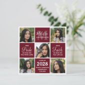 Graduate 5 Foto Collage Burgundy Abschluss Invit Einladung (Stehend Vorderseite)