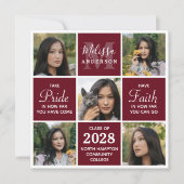Graduate 5 Foto Collage Burgundy Abschluss Invit Einladung (Vorderseite)