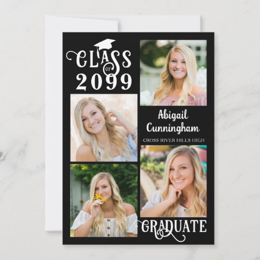 Graduate 5 Fotos Extravagant Class Year Script Ankündigung (Vorderseite)