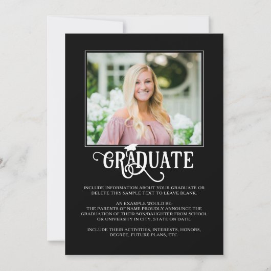 Graduate 5 Fotos Extravagant Class Year Script Ankündigung (Rückseite)