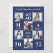 Graduate 6 Foto Personalisiert Navy Blue Abschluss Ankündigung (Vorderseite)