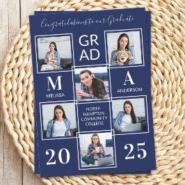 Graduate 6 Foto Personalisiert Navy Blue Abschluss Einladung