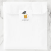 Graduate Abschluss Beer Grad Cap Quadratischer Aufkleber (Tasche)