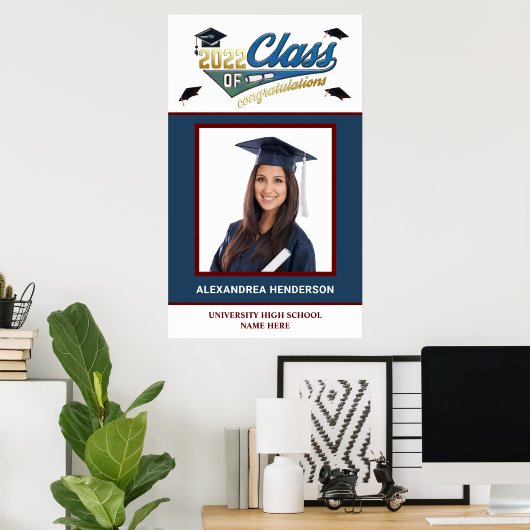 Graduate Abschluss Class Foto Herzlichen Glückwuns Poster (Heimbüro)