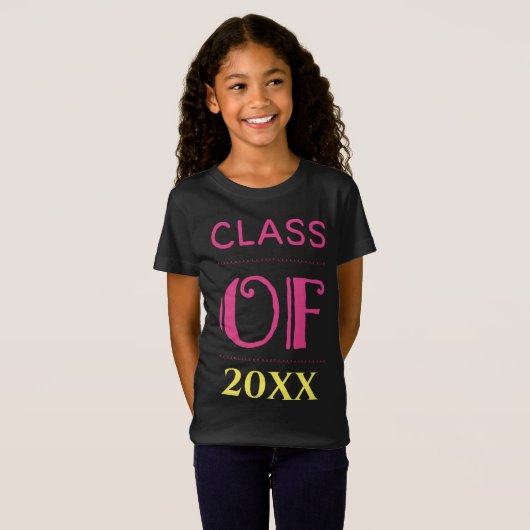 Graduate Abschluss Class Pink Yellow Personalize T-Shirt (Vorne ganz)