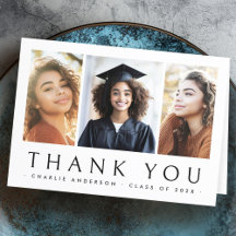 Graduate Abschluss elegant 3 Foto Dankeschön Karte