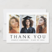 Graduate Abschluss elegant 3 Foto Dankeskarte (Vorderseite)