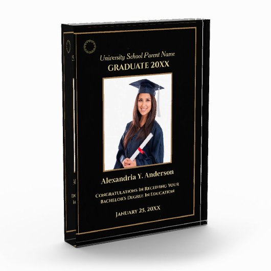 Graduate Abschluss Gold Logo Modern Award Fotoblock (Links)