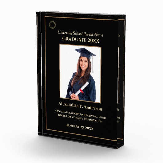 Graduate Abschluss Gold Logo Modern Award Fotoblock (Rechts)