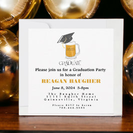 Graduate Abschluss Grad Cap Beer Einladung