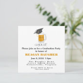 Graduate Abschluss Grad Cap Beer Einladung (Stehend Vorderseite)