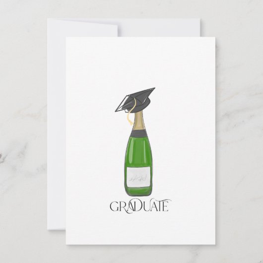 Graduate Abschluss Grad Cap Champagne Custom Einladung (Rückseite)
