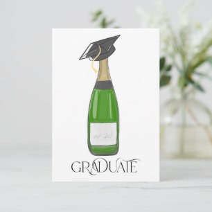 Graduate Abschluss Grad Cap Champagne Dankeskarte