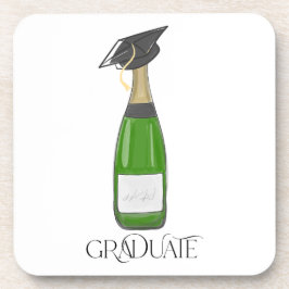 Graduate Abschluss Grad Cap Champagne Getränkeuntersetzer