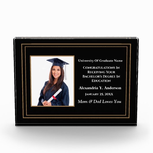 Graduate Abschluss School Award Personalize Fotoblock (Vorderseite)