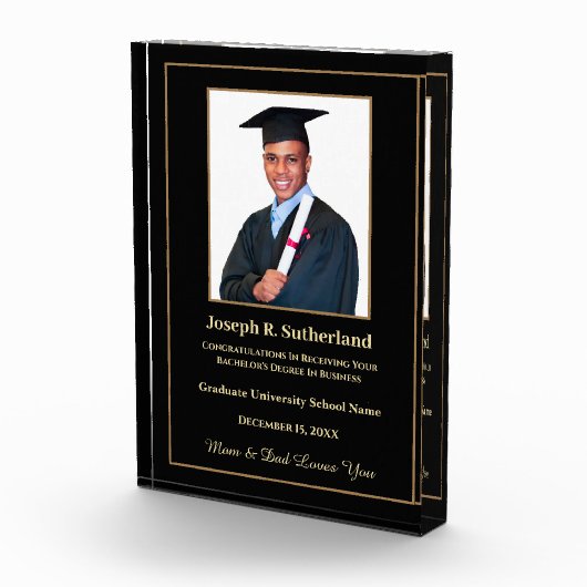 Graduate Abschluss Uni Gold Moderne, kundenspezifi Fotoblock (Rechts)