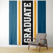 GRADUATE Aquamarine blaue, gelbe Streifen Wandteppich (Beispiel)