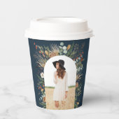 Graduate arch 1 Foto blau botanisch modern Pappbecher (Vorderseite)