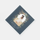 Graduate arch 1 Foto blaues botanisches Party Serviette (Ecke)