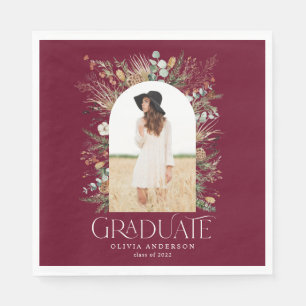Graduate arch 1 Foto burgundy botanisches Party Serviette