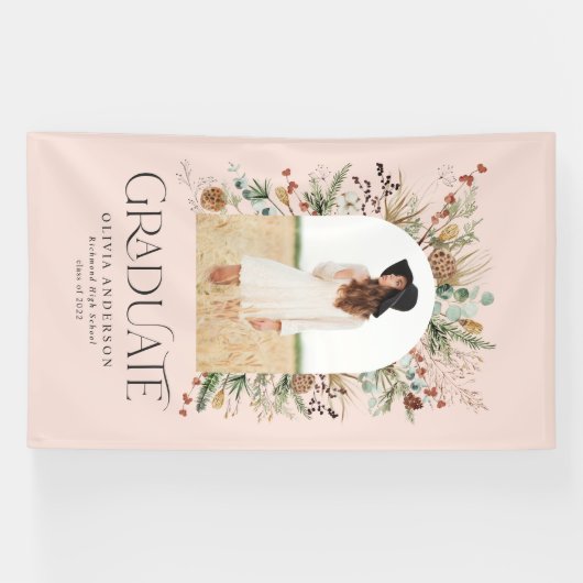 Graduate arch 1 Foto rosa botanisch modern Banner (Horizontal)