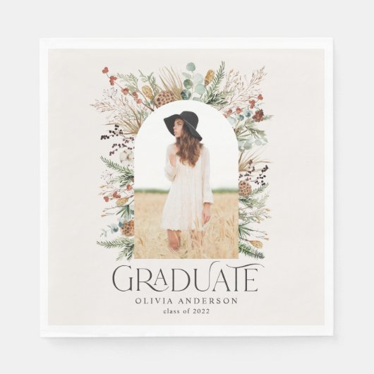 Graduate arch 1 Foto Terracotta botanisches Party Serviette (Vorderseite)