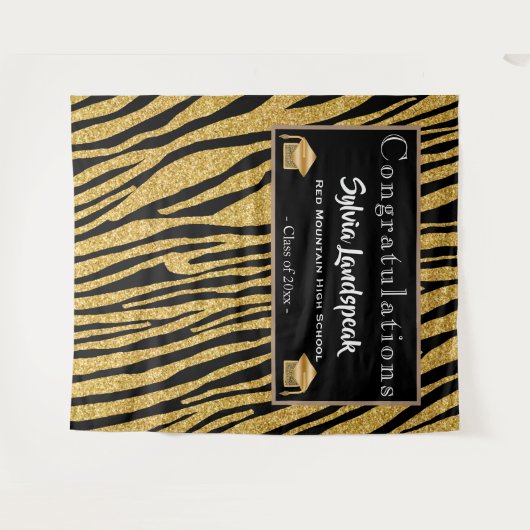 Graduate Backdrop Gold Zebra Streifen Wandteppich (Vorderseite (Horizontal))