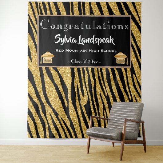 Graduate Backdrop Gold Zebra Streifen Wandteppich (Beispiel)