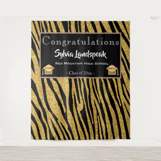 Graduate Backdrop Gold Zebra Streifen Wandteppich (Vorderseite)
