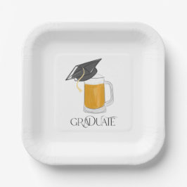 Graduate Beer Pint mit Graduierungskappe Pappteller