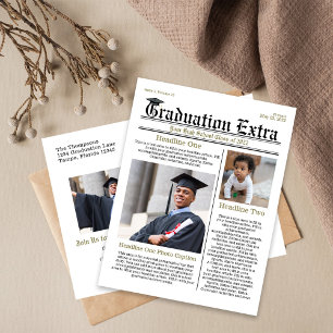 Graduate Black and White Modern Newspaper Postkarte
