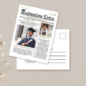Graduate Black and White Modern Newspaper Postkarte