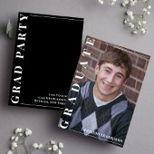 Graduate Black and White Modern Simple Foto Einladung