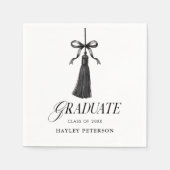 Graduate Black Bow Tassel Graduation Cocktail Serviette (Vorderseite)