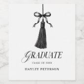 Graduate Black Bow Tassel Graduation Favors Weinetikett (Einzelnes Label)