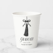 Graduate Black Bow Tassel Graduation Party Pappbecher (Rückseite)
