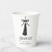 Graduate Black Bow Tassel Graduation Party Pappbecher (Vorderseite)