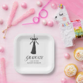 Graduate Black Bow Tassel Graduation Party Pappteller (Party)