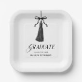 Graduate Black Bow Tassel Graduation Party Pappteller (Vorderseite)