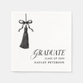 Graduate Black Bow Tassel Graduation Party Serviette (Vorderseite)
