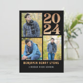 Graduate Black Class of 2024 Printable Einladung (Stehend Vorderseite)