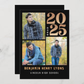 Graduate Black Class of 2025 Printable Einladung (Vorne/Hinten)