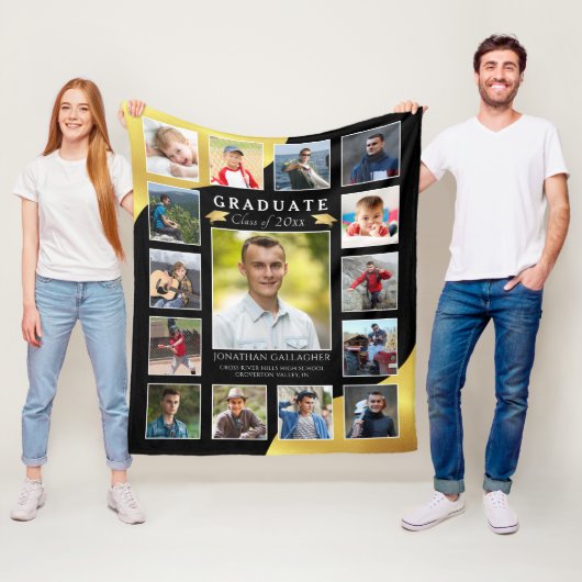 Graduate Black Gold 15 Foto Collage Fleecedecke (Beispiel)