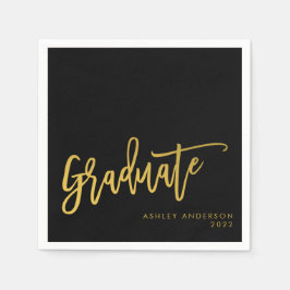Graduate Black Gold Calligraphy Script-Party Serviette