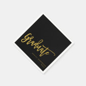 Graduate Black Gold Calligraphy Script-Party Serviette (Ecke)