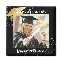 Graduate Black Gold Cap Brush Script Foto Stars
