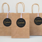 Graduate Black Gold Name elegant Runder Aufkleber