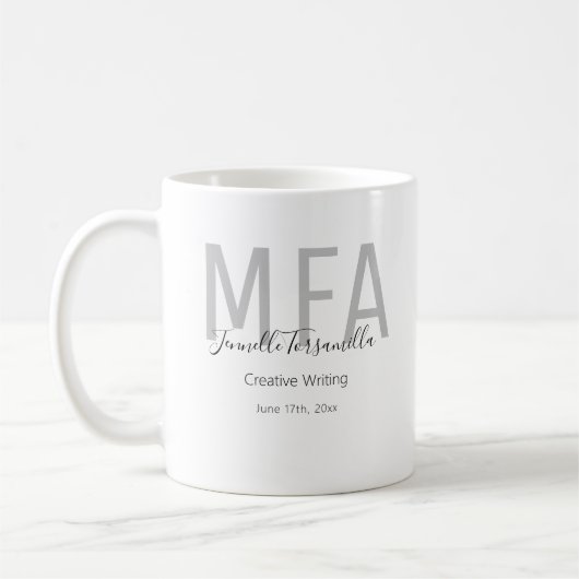 Graduate Black Gray Date Name Degree MFA Kaffeetasse (Links)
