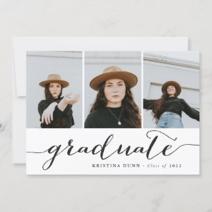 Graduate Black Script Foto Collage ABSCHLUSS Einladung